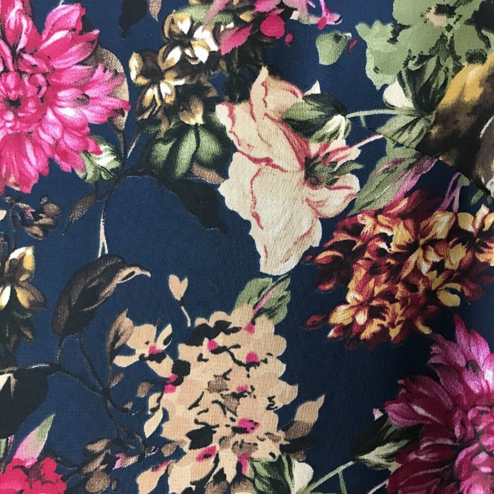 ASTR Navy/Black Floral Long Sleeve Mini Shift Dress Size Small - Picture 5 of 9